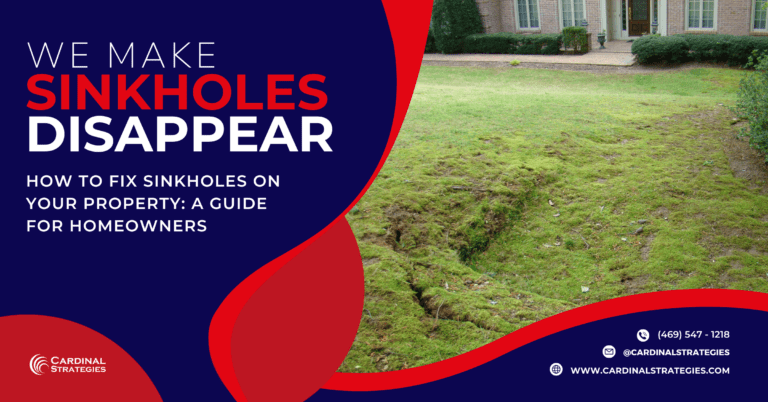 Image of current sinkhole in someone's front yard - How to Fix Sinkholes