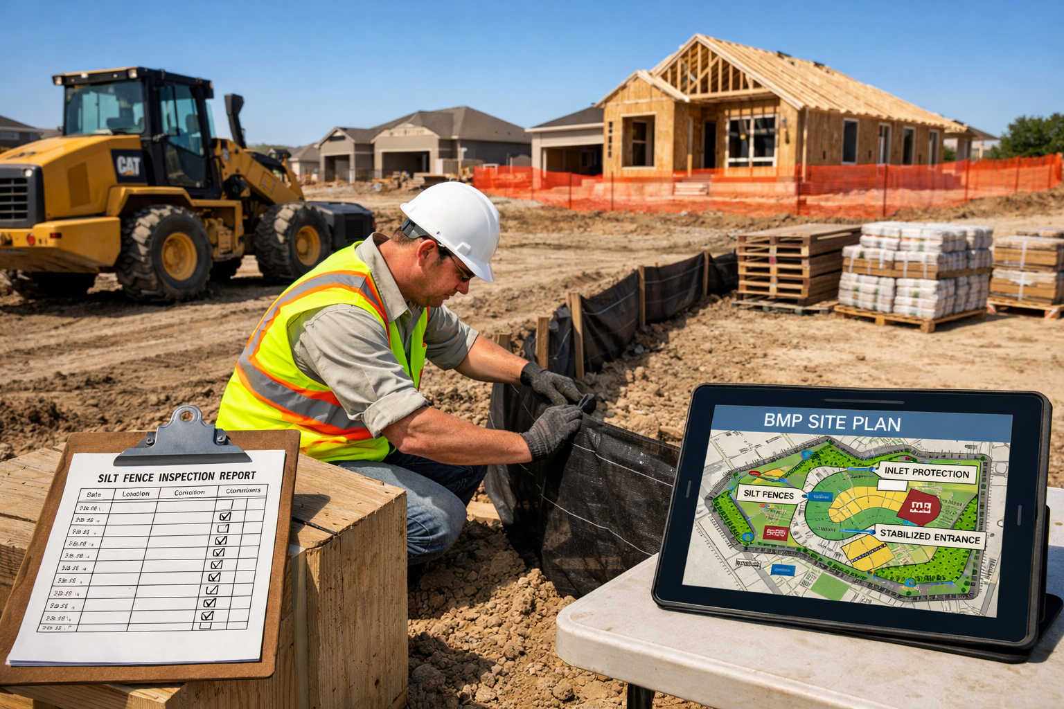 SWPPP inspection and reporting in Texas, including TCEQ requirements, documentation steps, and how Cardinal Strategies simplifies compliance.