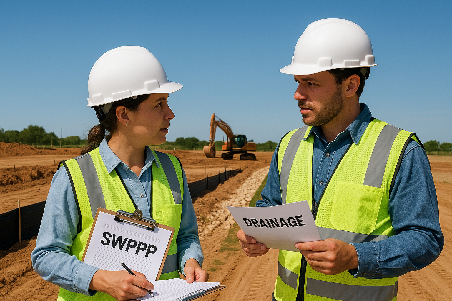 Two site inspectors in North Texas for Stormwater Compliance with Cardinal Strategies