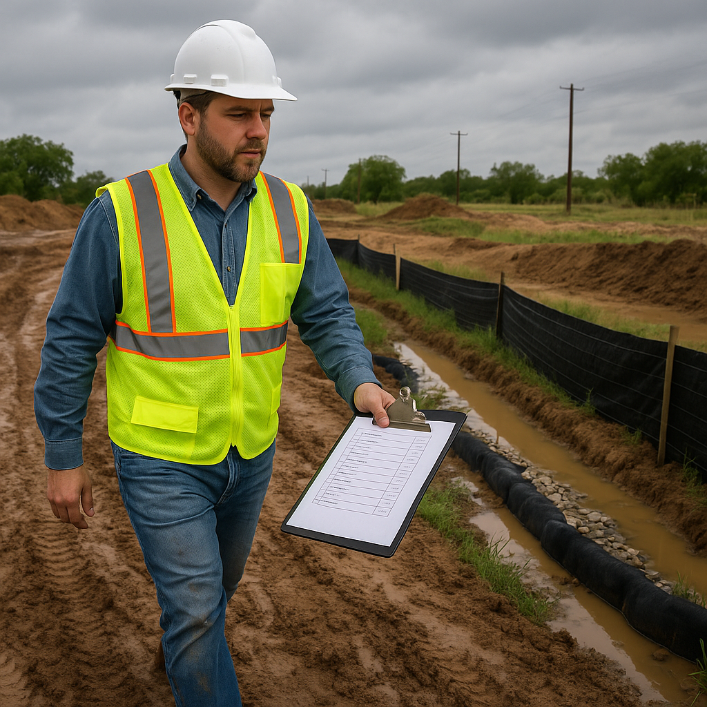Stormwater Environmental Compliance Inspector out in the field